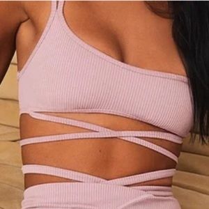 For Love & Lemons Chloe Asymmetric Bra in Rose Size XL